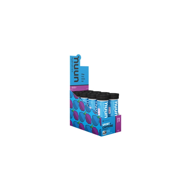 Nuun Sport + Caffeine Hydration Tablets Box Of 8 Tubes Blue