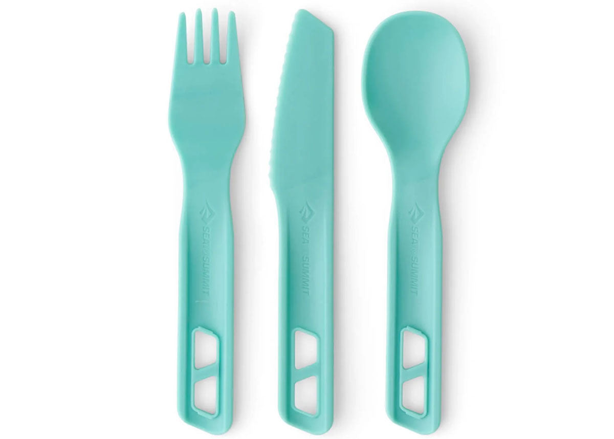 Sea to Summit Passage Cutlery Set - (3 Piece) 3 Piece (Fork Knife Spoon) / Aqua Sea