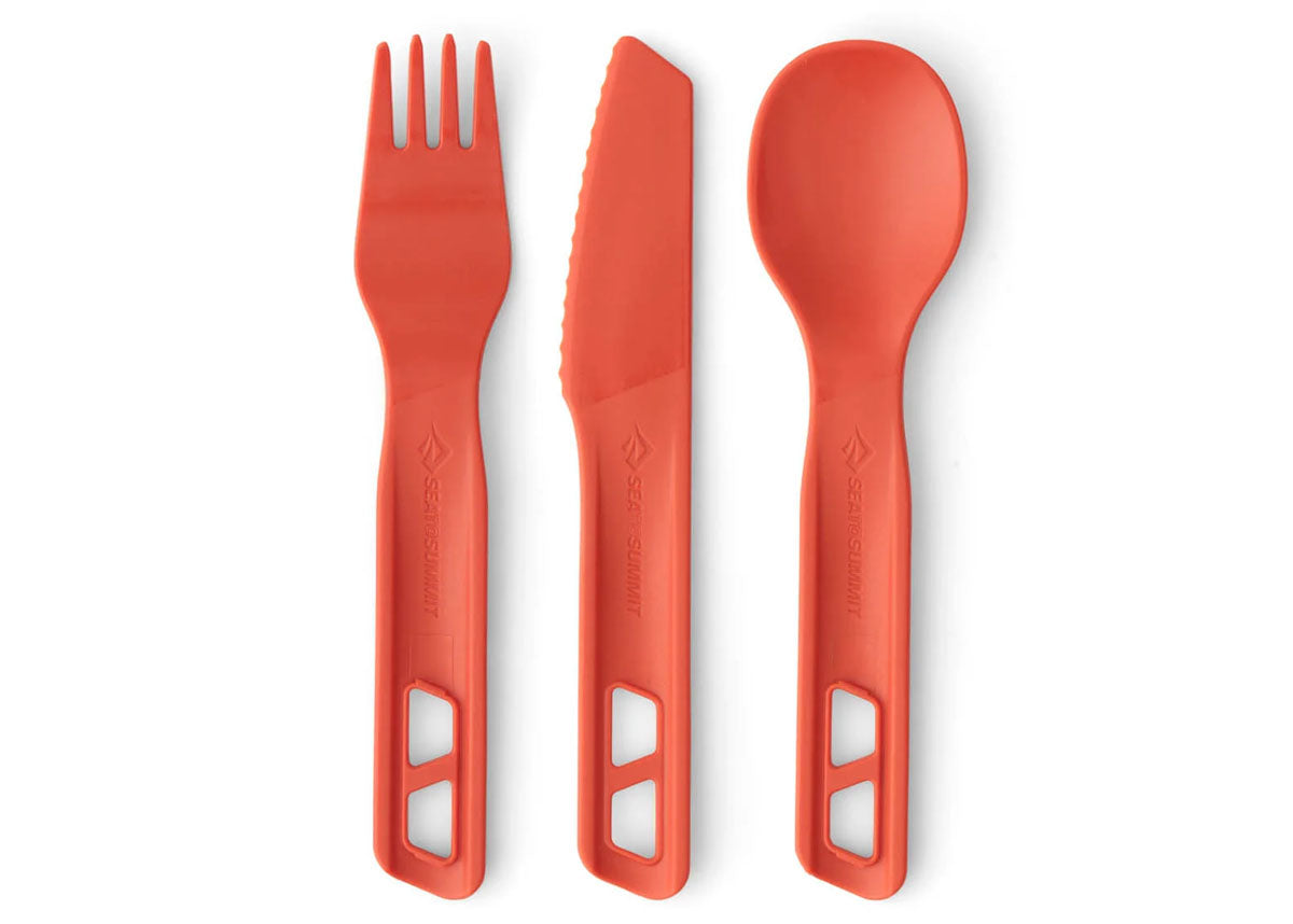 Sea to Summit Passage Cutlery Set - (3 Piece) 3 Piece (Fork Knife Spoon) / Spicy Orange