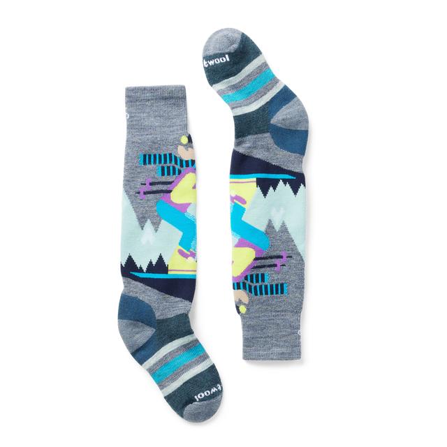 Smartwool Wintersport Full Cushion Mountain Moose Pattern Over The Calf Socks Pewter Blue