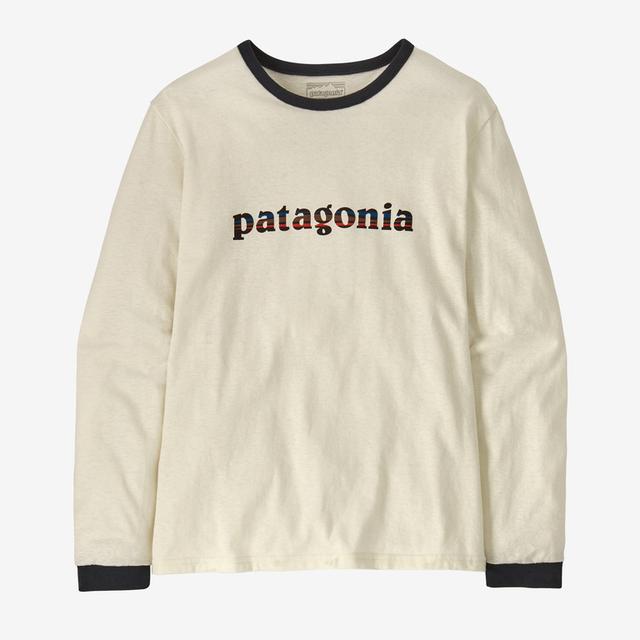 Patagonia Long Sleeved '73 Text Logo Responsibilitee Birch White