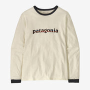 Patagonia Long Sleeved '73 Text Logo Responsibilitee Birch White