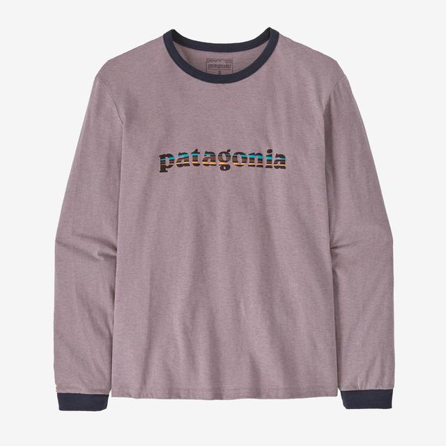 Patagonia Long Sleeved '73 Text Logo Responsibilitee Stormy Mauve