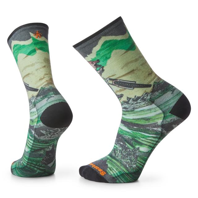 Smartwool Bike Zero Cushion Wolf Print Crew Socks Natural