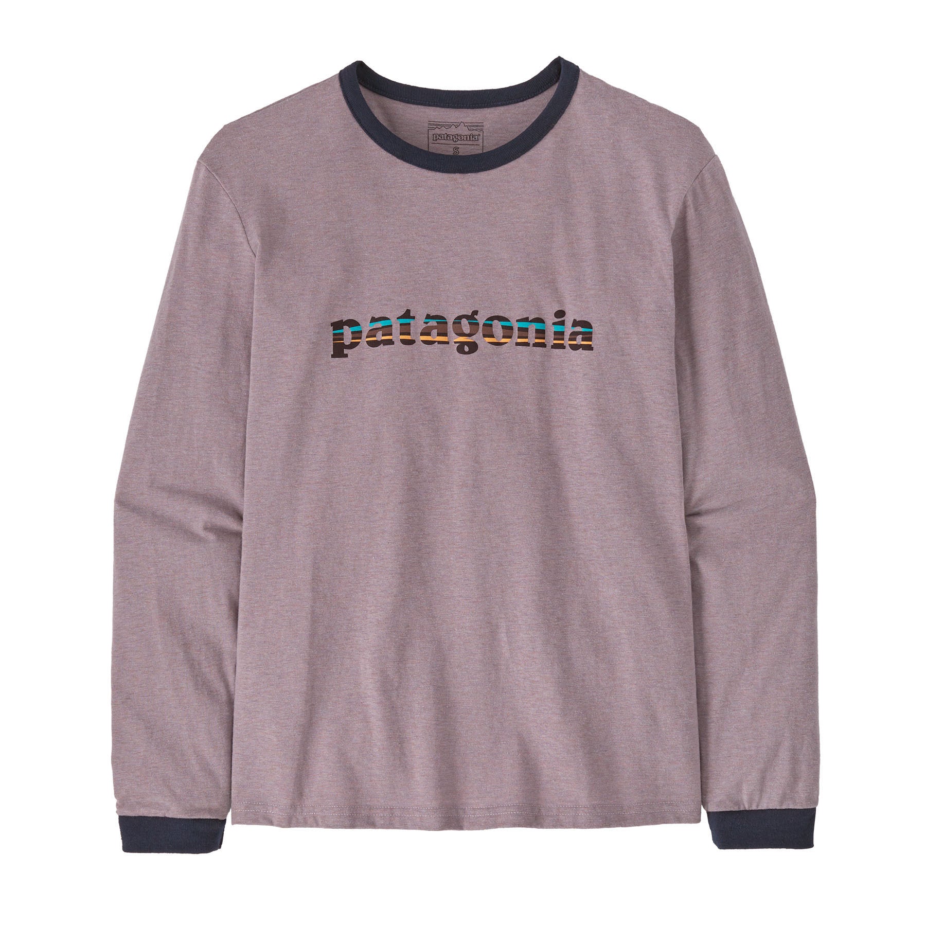 Patagonia Women's Long-Sleeved '73 Text Logo Responsibili-Tee® Stormy Mauve