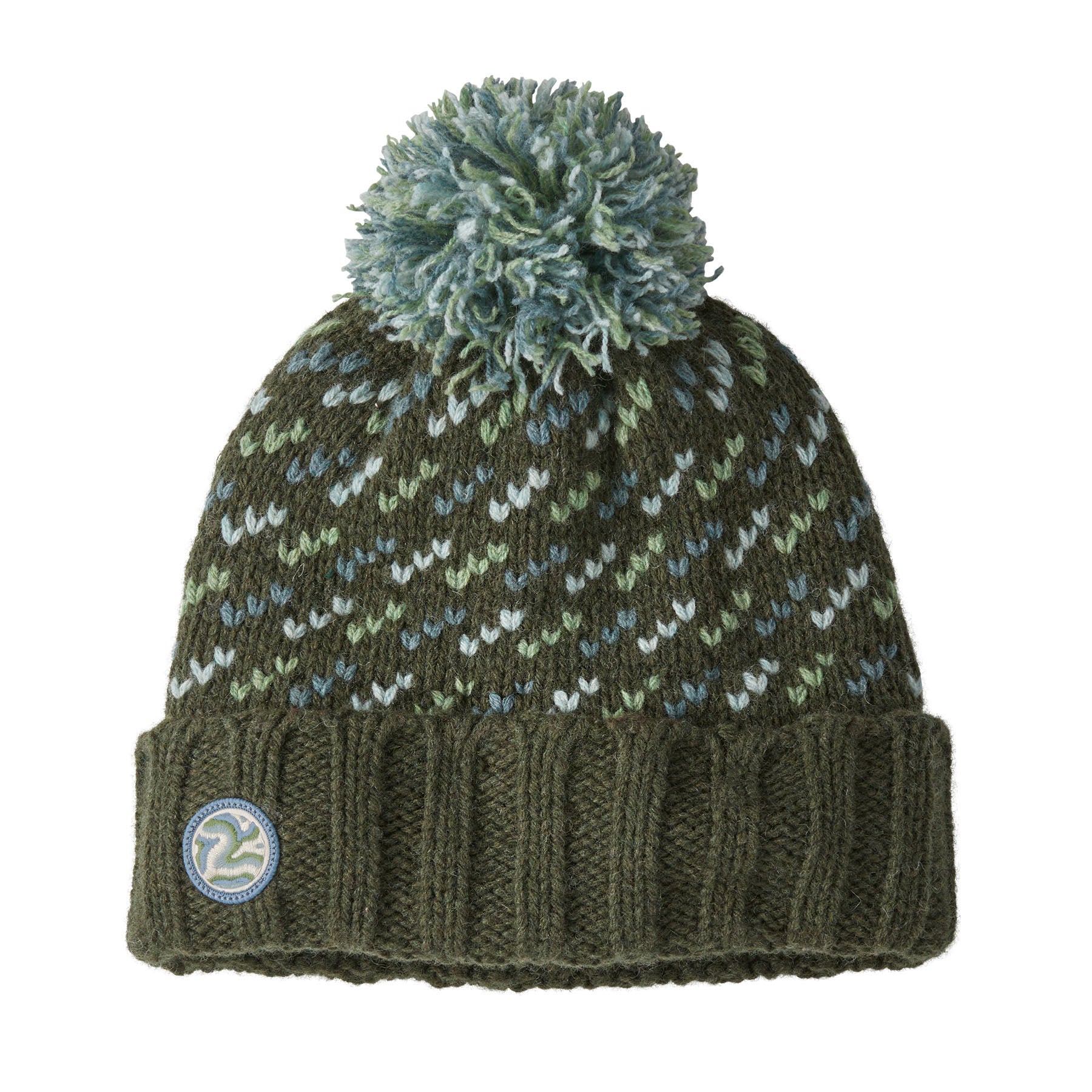 Patagonia Snowbelle Beanie Fisherman Stitch Pine Needle Green